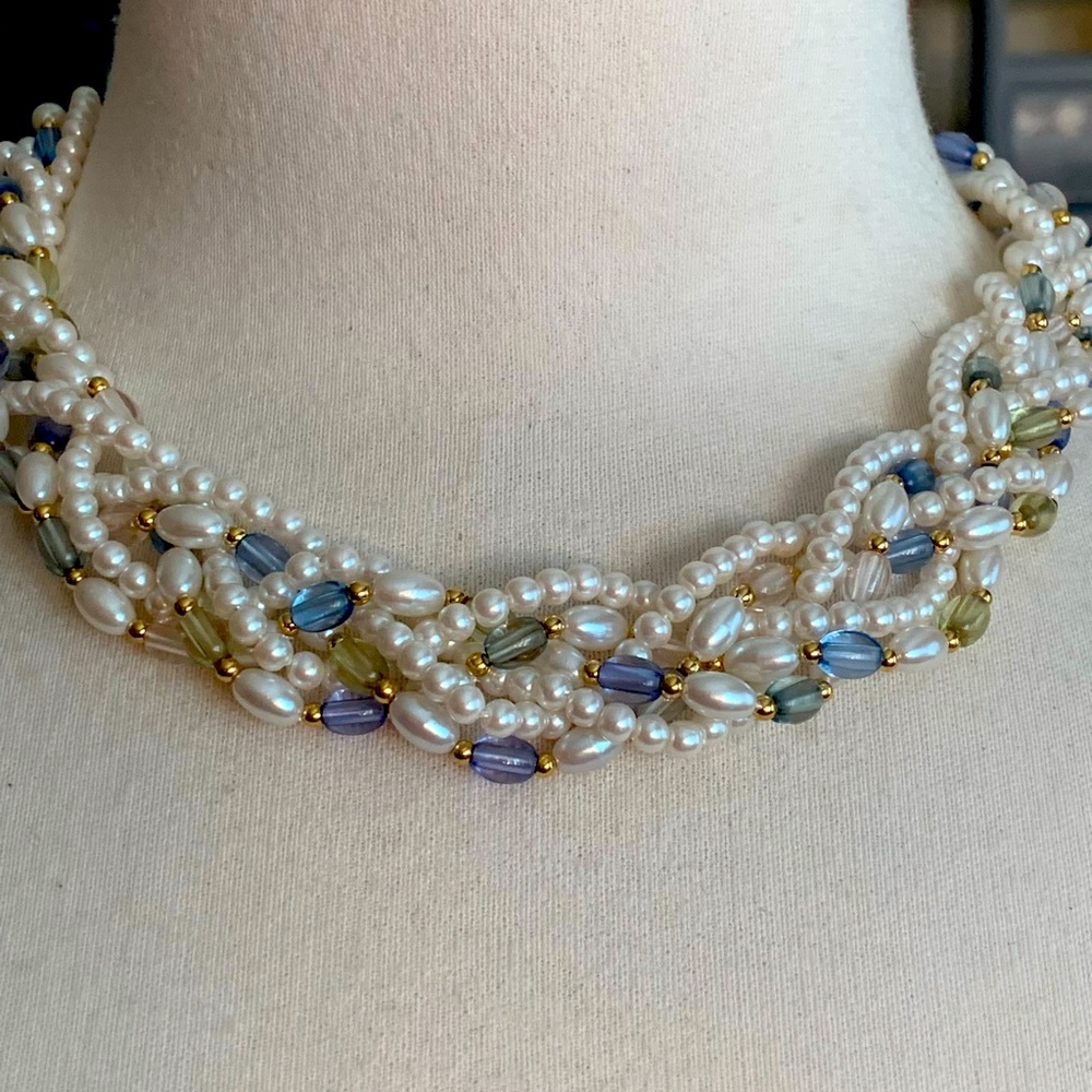 Anne Klein faux pearl and gemstone necklace